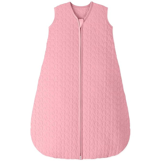 Unnivoll Baby Sleep Sack 6-12 Months 1.0 Tog Baby Wearable Blanket Cotton Sleeping Sack Quilted Baby Sleep Bag with 2-Way Zipper for Infant Newborn Pink