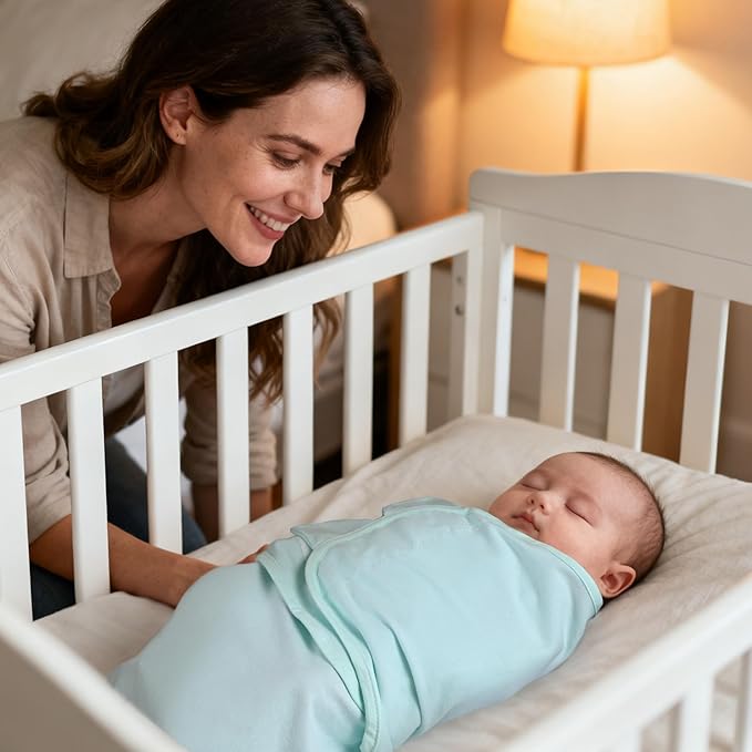 Baby Swaddles for Newborn Organic Cotton,Soft & Snug Newborn Velcro Swaddle 0-3 Months Sleep Sack Helps Calm Startle Reflex, 2-Pack Wrap Nursery Swaddling Blankets Sage Elephant