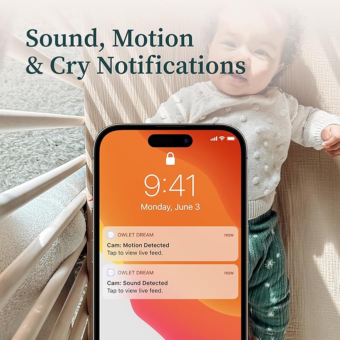 Owlet Dream Duo – FDA-Cleared Smart Baby Monitor with Sock & HD Video Cam 2K HD Video, Cry & Motion Alerts, Temp Monitoring