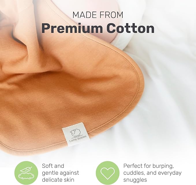 Lamb Babies Posh Baby Cotton Burp Cloths, Absorbent, Lightweight, and Gentle Cotton for Mess-Free Moments, Baby Burp Cloths for Boys and Girls An Essential Addition to Every Parent's Diaper Bag