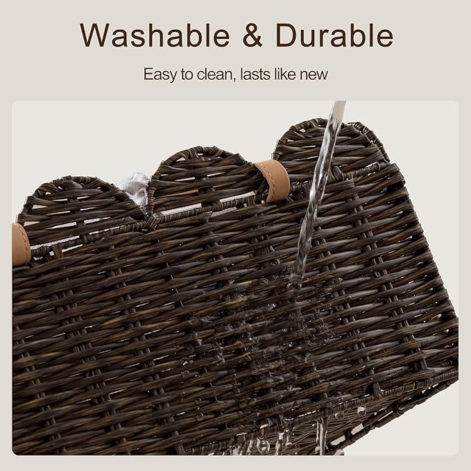 HBlife Baby Diaper Caddy Organizer, Portable Scalloped Plastic Wicker Woven Basket with Divider, Nursery Diaper Station, Baby Shower Gifts Basket, Car Organizer, Washable Waterproof