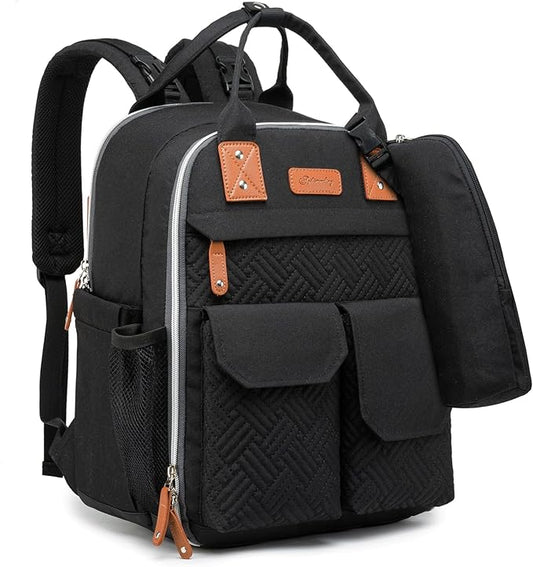 Diaper Bag Backpack 25L Capacity with Changing Pad for Boys and Girls Essential Baby Stuff for Mom (Black)