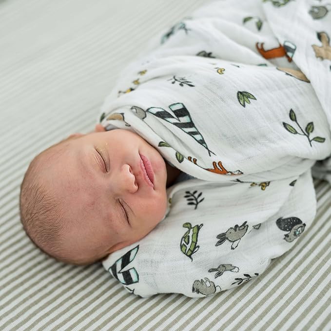 Little Unicorn Muslin Swaddle Blanket for Newborns & Infants | Soft & Breathable Fabric | Set of 3 Baby Blankets for Swaddling, Nursing, Shower Gifts (Forest Friends)