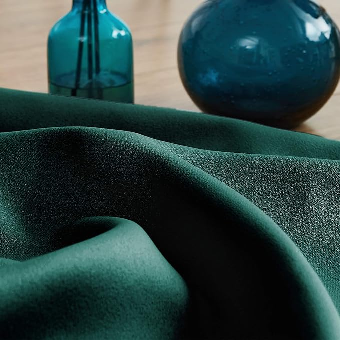 Treatmentex Green Blackout Curtains for Bedroom 90 inch Pom Pom Windows Drapes Cute Decorative Triple Weave Thermal Insulated Curtain Drapes for Nursery Room Studio Hotel 52" w x2 Panels Rod Pocket