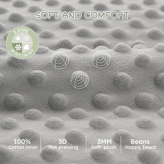 FILLEEP Fleece Baby Sleep Sack 18-24 Months with Plush Dots, Winter Baby Wearable Blanket for Infant Toddler Sleeping Sack 2-Way Zipper Warm Sleepsack, Grey