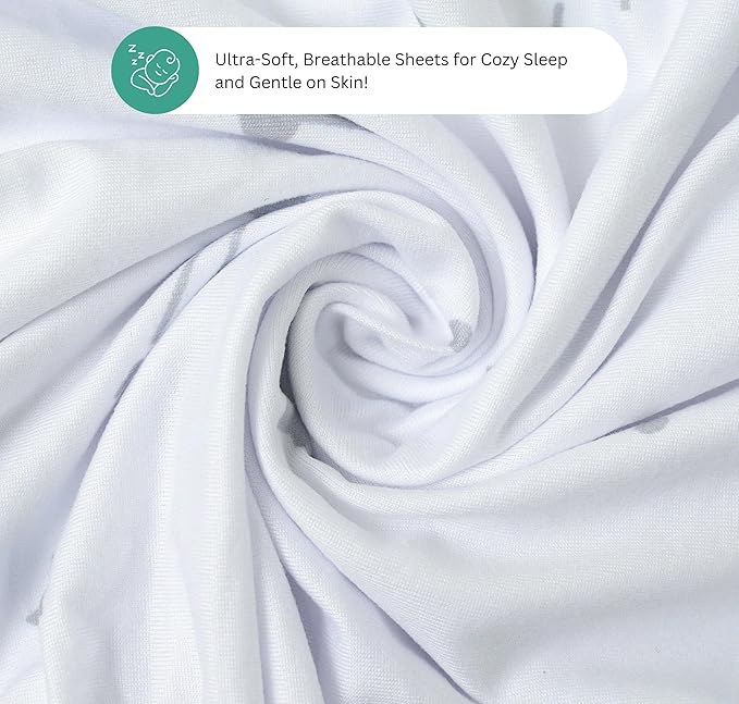 TansyPanda Halo Bassinet Sheets for BassiNest Luxe Swivel, Soothing, Swivel, Lite, Essential Sleeper, 3 Pack, 33 X 17 Inch, Ultra Soft, Snug Fit, Unisex Boys Girls, Gray White (Moon, Stars, Clouds)