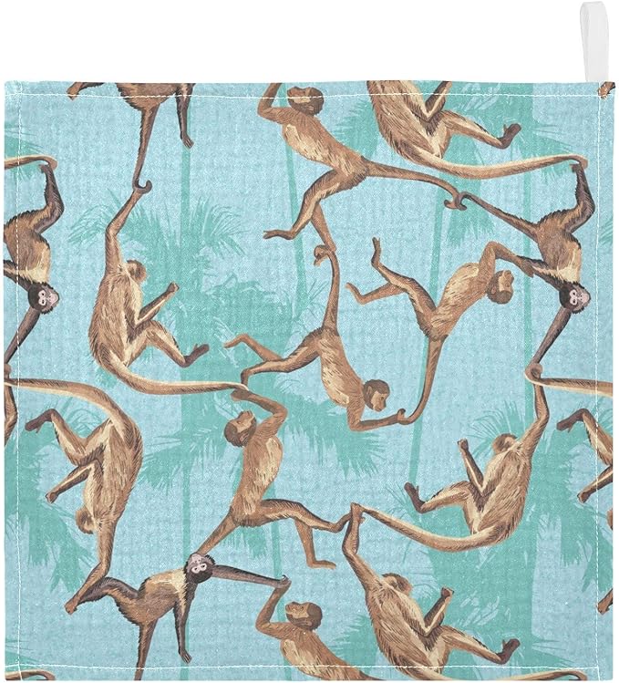 vvfelixl Baby Washcloths Cotton Monkeys Jungle Baby Muslin Washcloths Soft Baby Face Towel for Newborn Infants Baby Wipes, 11.8 X 11.8 Inch, 3 Pack Blue