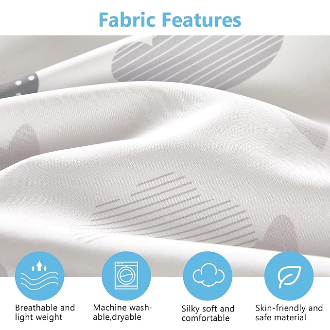 TILLYOU Baby Crib Sheets for Boys Girls, Super Soft Toddler Bed Sheets, 2 Pack Sheets for Standard Crib Mattress 28x52in, Blue Clouds and Stars