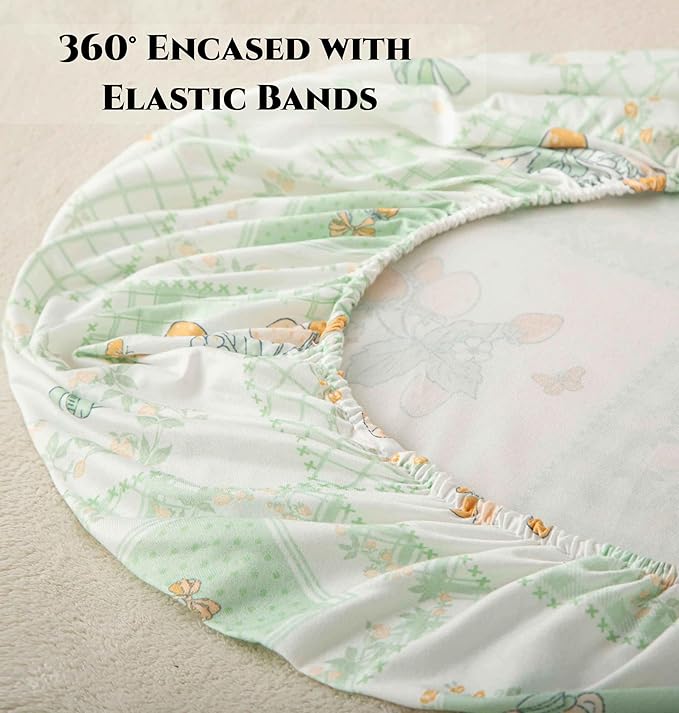 SDY Jersey Floral Bassinet Sheets for Baby Boys and Girls,32 "x 16 "x 4",2 Pack,Neutral Green Flower Standard Oval/Retangle Bassinet Mattress Sheets for Toddler,Super Soft Breathable