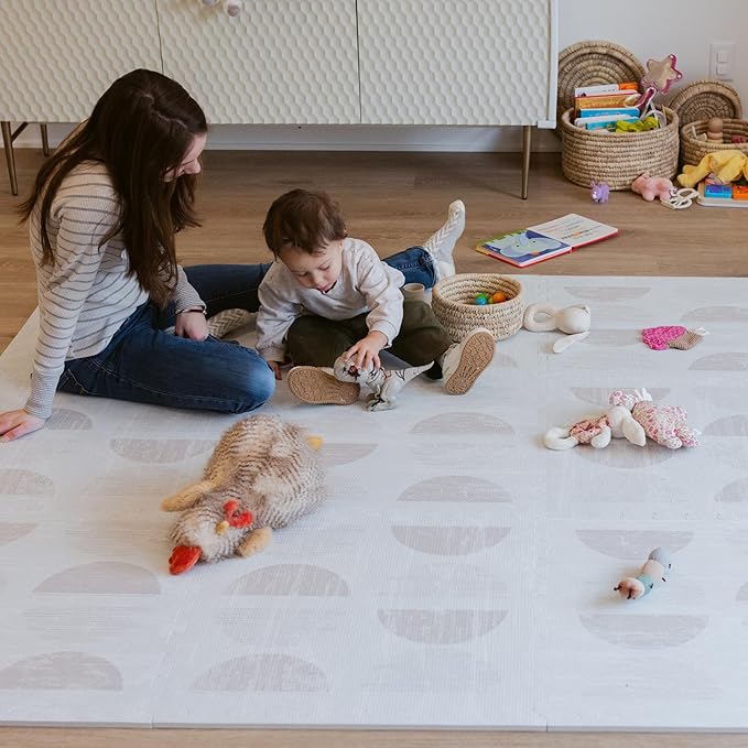 Baby Play Mat for Floor - Aura Oat (6x8ft) - Premium EVA Foam Play Mat for Babies & Toddlers (Ages 0-5+) Non-Toxic Playmat for Tummy Time, Crawling & Playroom - Stylish & Comfortable
