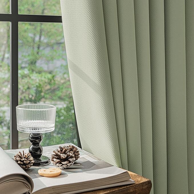 FMFUNCTEX 100% Green Blackout Patio Sliding Glass Door Curtains 84 inch Length, Grommet Extra Wide Living Room Divider Curtains, Thermal Insulated Curtain Drapes for French Door/Bedroom 1 Panel