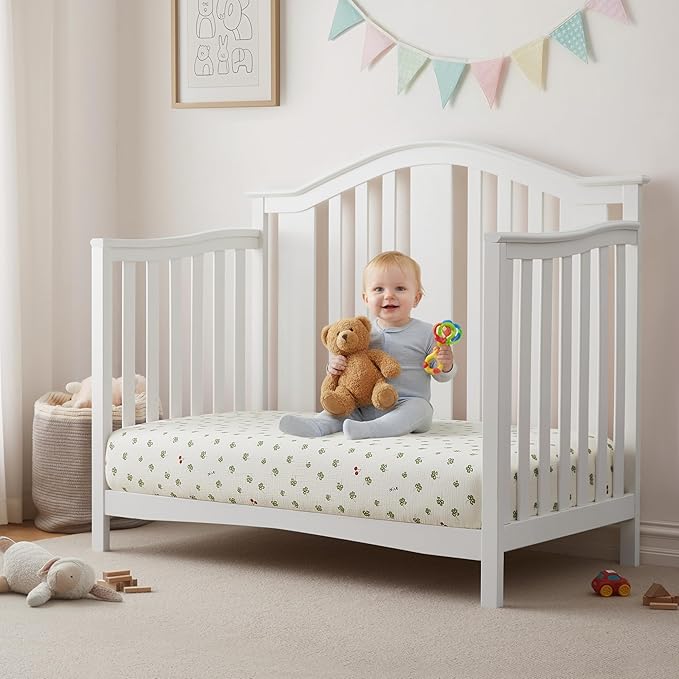 SiinvdaBZX 2 Pack Pack n Play Sheets, Ultra Soft Muslin Cotton Mini Crib Sheets Breathable Neutral Toddler Playard Bedding Cover for 38"x27" Portable/Mini Crib Mattresses (Leaf + Clovers)