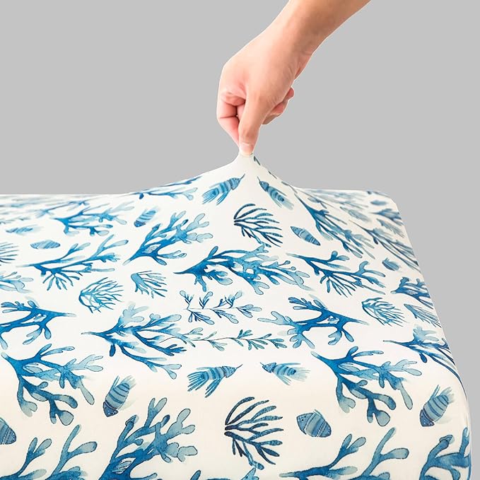 SDIII Ocean Pack N Play Sheets Fitted 2 Pack Stretchy Microfiber Jersey Knit Blue Mini Crib Sheets for Mattress 38x26 Soft Toddler Playard Bedding