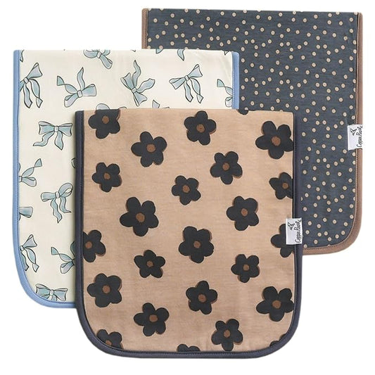Copper Pearl Baby Burp Cloth Large 21''x10'' Size Premium Absorbent Triple Layer 3-Pack Gift Set Gemma in Tan