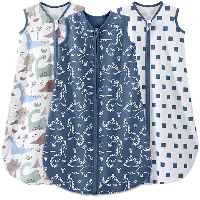 Yoofoss Baby Sleep Sack 18-24 Months Baby Wearable Blanket 100% Organic Cotton 2-Way Zipper TOG 0.5 Toddler Sleeping Sack 3 Pack,Soft Lightweight(X-Large)