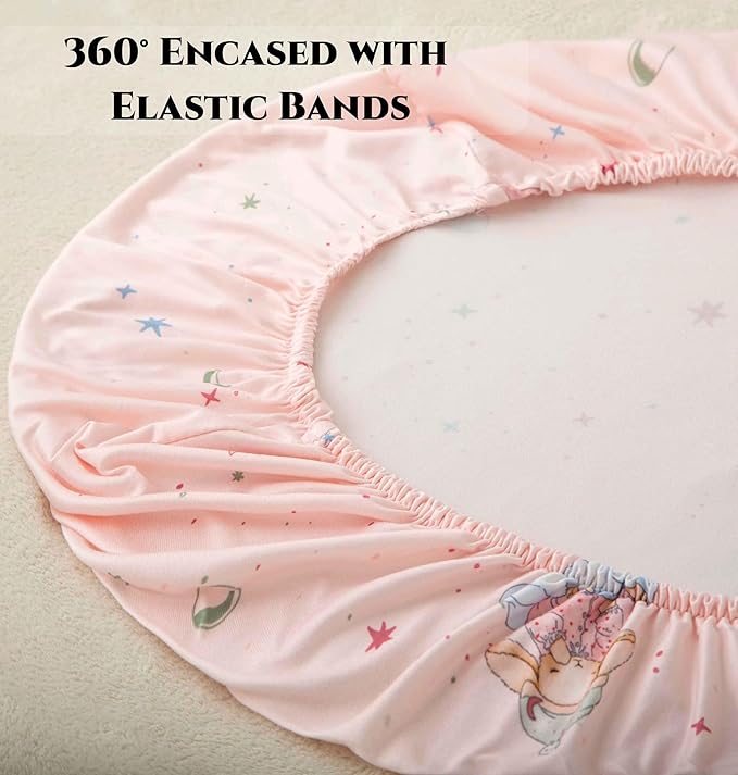 SDY Jersey Bassinet Sheets for Baby Girls,32 "x 16 "x 4",2 Pack,Pink Bunny Easter Day Style Standard Oval/Retangle Bassinet Mattress Sheets for Toddler,Super Soft Breathable