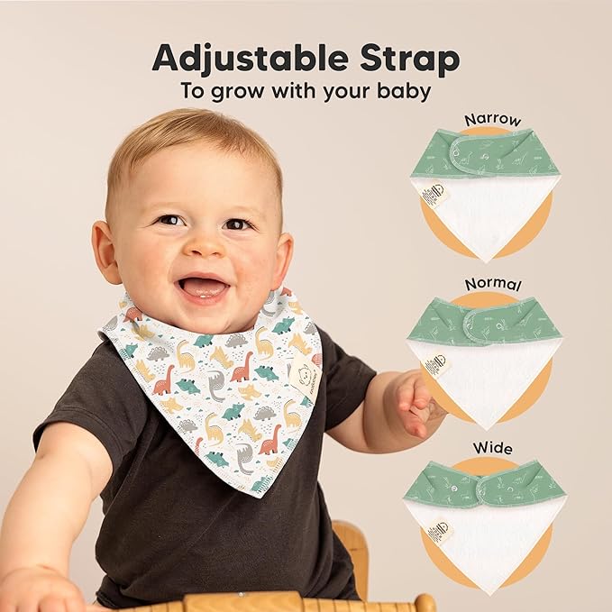 KeaBabies 10-Pack Organic Baby Bandana Bibs for Girls - Super Absorbent Triangle Baby Bibs for Drooling and Teething Infant, 100% Cotton Extra Soft for Newborn, Infant 0-36 Months (Mesozoic)