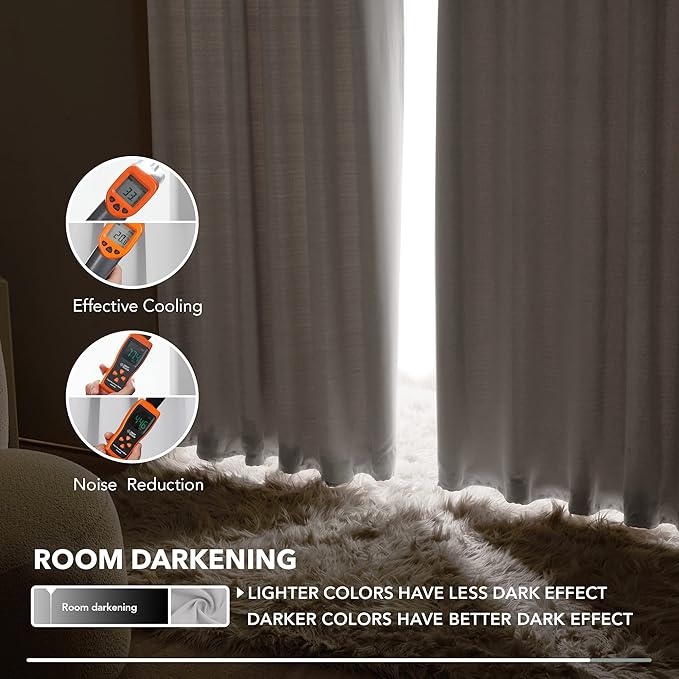 Deconovo Blackout Curtains, Thermal Insulated, W42 x L63 2 Panels, Back Tab, Machine Washable, Room-Darkening Drapes for Bedroom/Living Room Star White