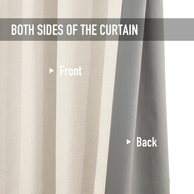 100% Blackout Shield Linen Blackout Curtains for Bedroom, Cream Grommet Curtains for Living Room, Thermal Insulated Room Darkening Drapes for Nursery, Boho Home Decor, 50" W x 63" L, 2 Panels