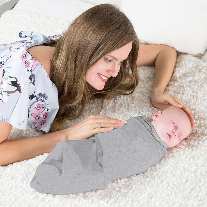 Mama Cheetah Baby Swaddle Sack, Organic Cotton Swaddle Blanket, Adjustable Swaddle Sleep Sacks, Easy Swaddles for Boy Girl 0-3 Month, Baby Essentials, 4-Pack, Melange