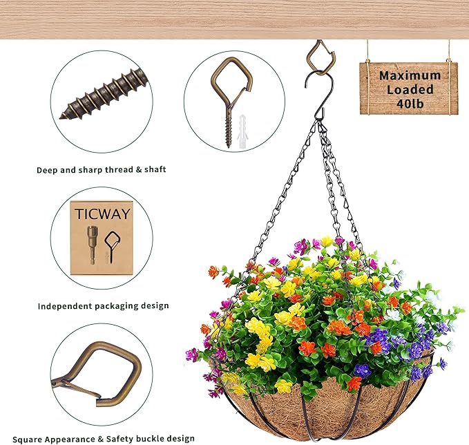 20 PCS Q-Hanger Hooks for String Lights, Ceiling Hangers for Plants & Wind Chimes, Christmas Decorations Outdoor Hooks Bronze