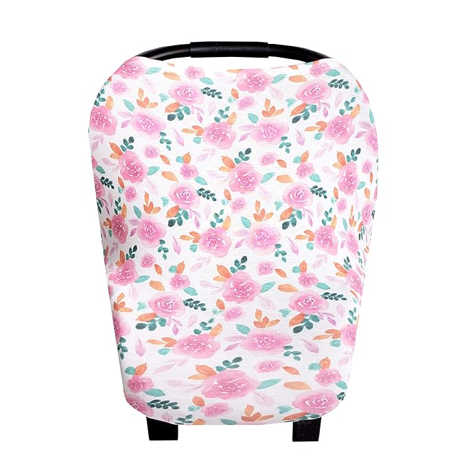 Baby Car Seat Cover Canopy and Nursing Cover Multi-Use Stretchy 5 in 1 Gift Siena by Copper Pearl