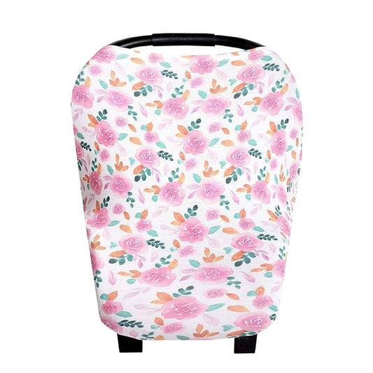 Baby Car Seat Cover Canopy and Nursing Cover Multi-Use Stretchy 5 in 1 Gift Siena by Copper Pearl