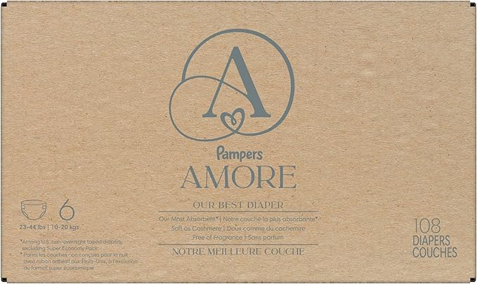 Pampers Amore, Size 6 (23-44 lbs), 108 Count, Our Best Diaper