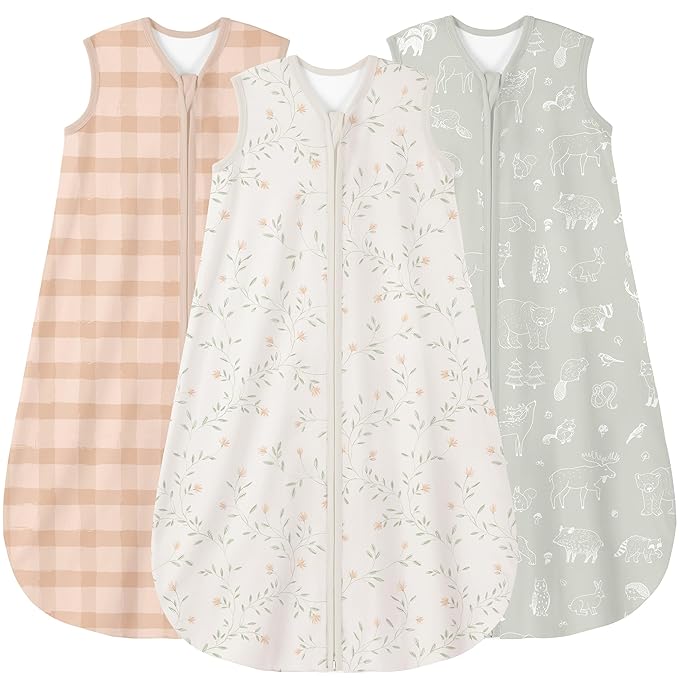 Yoofoss Baby Sleep Sack 18-24 Months Wearable Blanket for Babies 100% Organic Cotton 2-Way Zipper TOG 0.5 Toddler Sleeping Sack 3 Pack, Comfy Lightweight Sleep Sacks