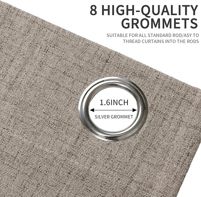 Joydeco Blackout Curtains 95 Inches Long 2 Panels Burg, Room Darkening Curtains for Bedroom, 100% Black Out Textured Thermal Drapes Privacy Protection 2 Panels Set(W42 x L95 Inch, Linen)