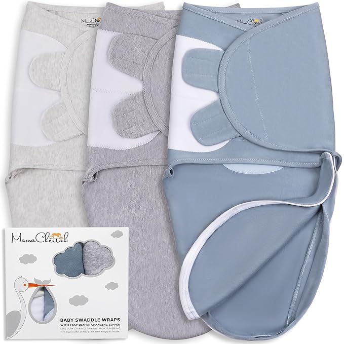 Mama Cheetah Baby Swaddle Blanket with Zipper, Newborn Swaddle Sack, Baby Swaddles Sleep Sack 0-3 Months, Baby Swaddle Wrap for Baby Boy & Girl, 3-Pack