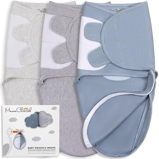 Mama Cheetah Baby Swaddle Blanket with Zipper, Newborn Swaddle Sack, Baby Swaddles Sleep Sack 0-3 Months, Baby Swaddle Wrap for Baby Boy & Girl, 3-Pack
