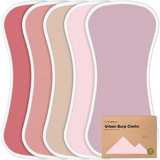 Organic Burp Cloths Baby Boy & Girl - 5-Pack Super Absorbent Cotton Burping Cloths for Babies, Soft & Plush Newborn Spit Up Rags, Infant Towels for Milk Spit Up, Unisex, Large 21" x 10" (Muted Pastel)