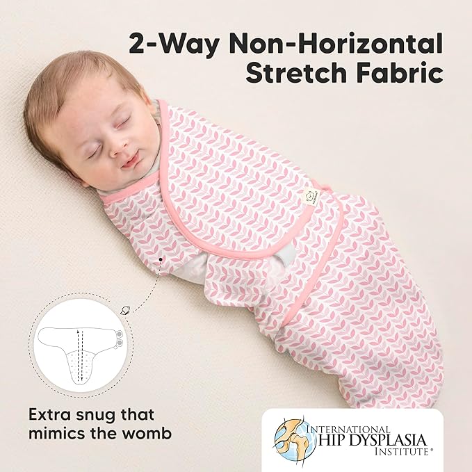 3-Pack Organic Baby Swaddle Sleep Sacks - Swaddles for Newborns, Infant 0-3 Months, Baby Girls, Boys, Soft & Snug Newborn Sleep Sack, Nursery Swaddling Blankets (Blossom, XS)