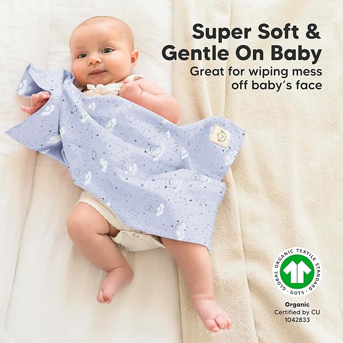 Organic Burp Cloths Baby Boy, Girl - 6-Pack Large 100% Cotton Burping Cloths for Babies, Spit Up Rags, Super Absorbent, Ultra Soft Newborn Rag,Gender Neutral,Machine Washable,Durable(Constellation)
