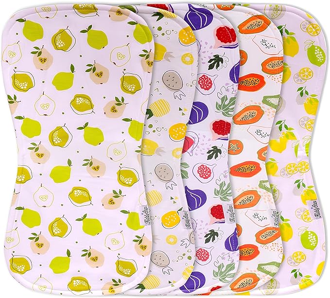 KiddyStar 5-Pack Organic Cotton Burp Cloths – Large, Ultra-Soft 3-Layer Towels for Burping, Shoulder & Hand Use, Highly Absorbent