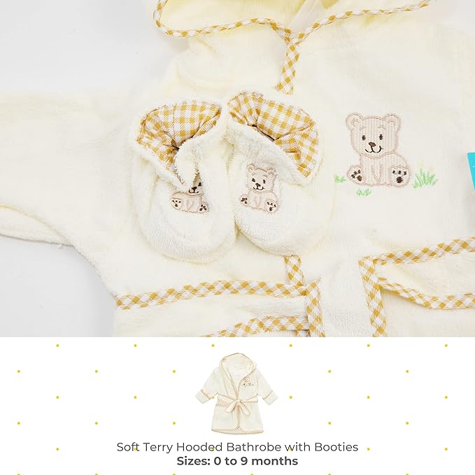 Spasilk 100% Cotton Hooded Terry Bathrobe with Booties Baby One Size Gifts — Shower