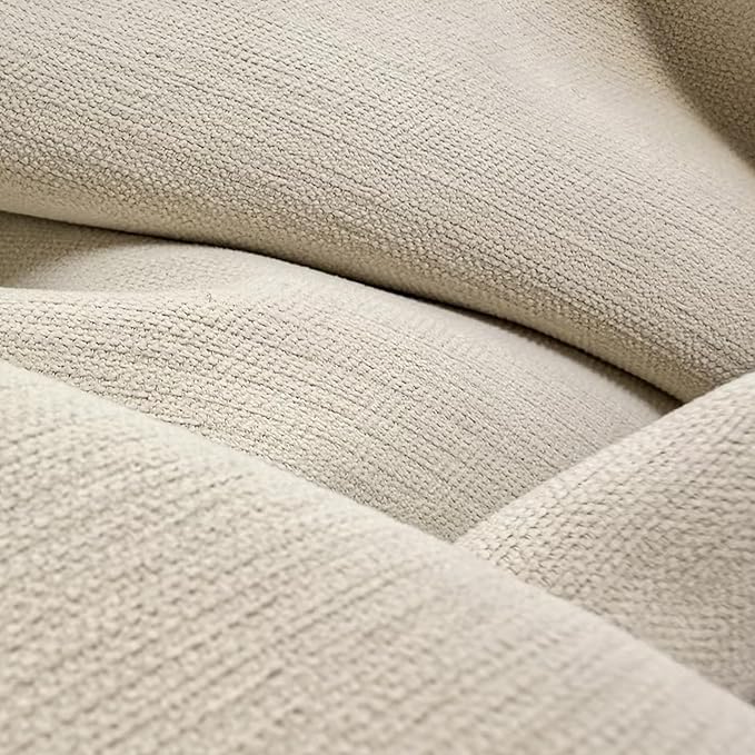 Chenille Blackout Curtains for Bedroom 96 Inches Long Light Block Living Room Curtains Beige Room Darkening Drapes Triple Weave Noise Reducing Drapes Thick Thermal Insulated Window Curtains 2 Panels