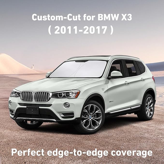Econour Windshield Sunshade for BMW X3 2011-2015 2016 2017, Sun Visor for Front Windshield & Window Sun Shade Cover, UV Heat Blocker & Protector, Car Accessories