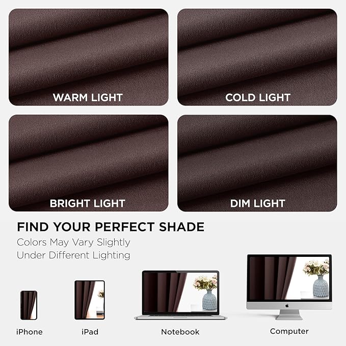 Joydeco Blackout Curtains 84 inches Long 2 Panels Set, Thermal Insulated Long Curtains & Drapes 2 Burg, Room Darkening Grommet Drapes for Bedroom Living Room Windows (W42 x L84 Inch, Chocolate)