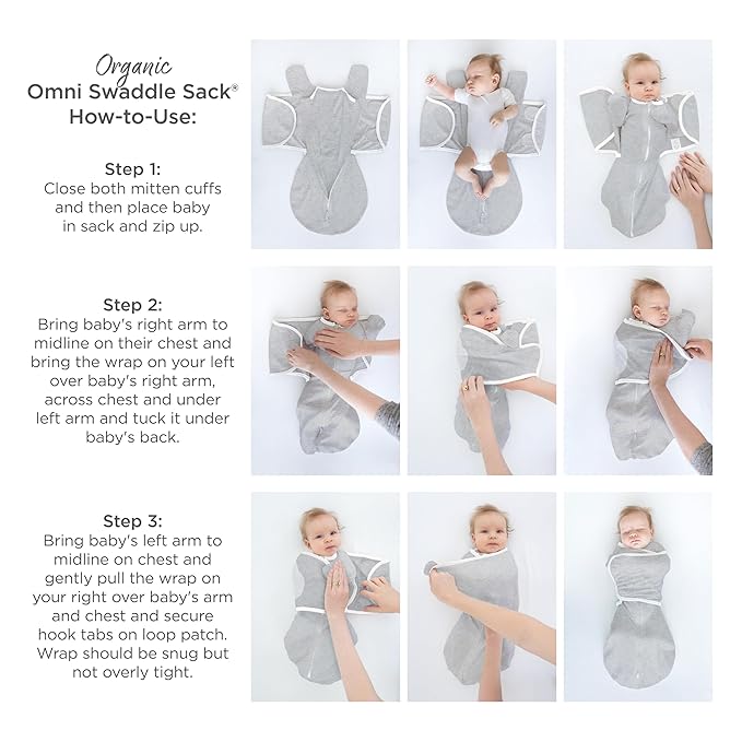 SwaddleDesigns Organic 6-Way Omni Swaddle Sack, Arms Up Swaddle for Newborn, More Options to Calm Startle Reflex, Improves Sleep, Small, 0-3 mo, 6-14 lbs, Soft Blue