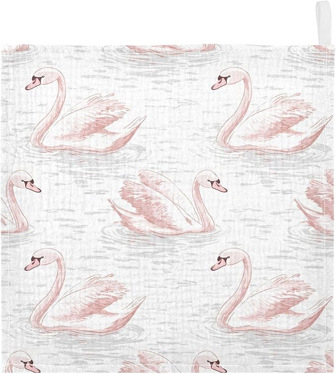 vvfelixl Pale Pink Swans Baby Burp Cloths Baby Muslin Washcloths for Boys Girls Cotton Babys Face Towel for Newborn Infants Soft and Absorbent 11.8 X 11.8 in, 5 Pack