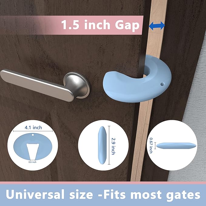 Door Pinch Guard and Door Slam Stopper, Durable Silicone Door Finger Pinch Guard, Prevents Finger Pinch Injuries, Slamming on Even Heavy Doors, Door Safety for Kids, 2 Packs Blue Basic.