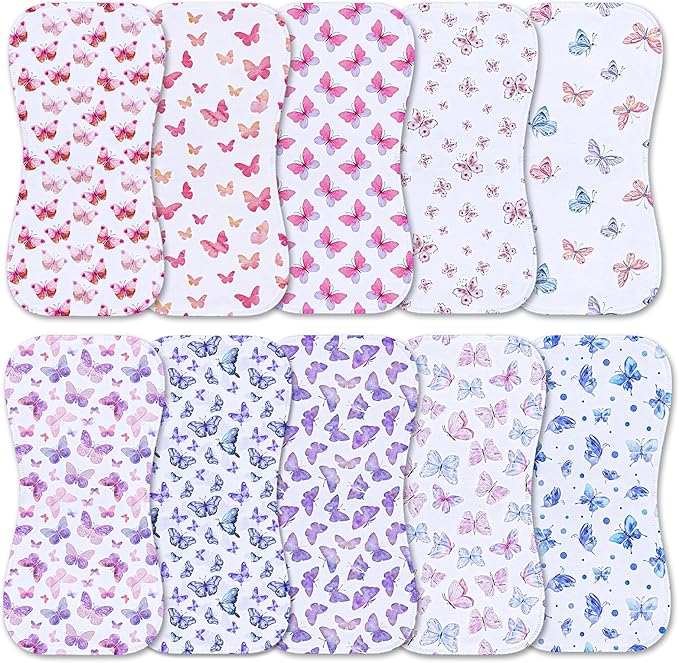 Benoxine 10-Pack Burp Cloths for Baby Boys and Girls - Organic Baby Burp Cloth,Baby Washcloths, Burp Rags, Large Neutral Burp Clothes for Newborn