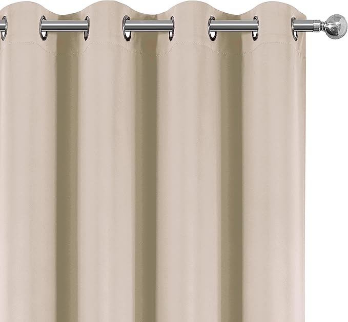 LEMOMO Blackout Curtains 66 x 84 Inch Light Beige Curtains 2 Panels Darkening Thermal Insulated Bedroom Curtains