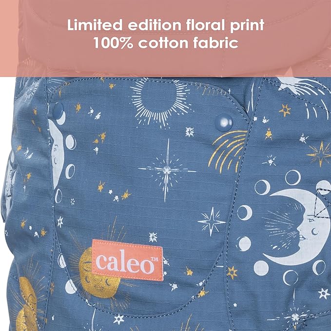 Baby Trend Caleo Charm Deluxe 3‑in‑1 Newborn Carrier, Calypso – 100% Cotton, Machine Washable, Lumbar Support & Weather Protection