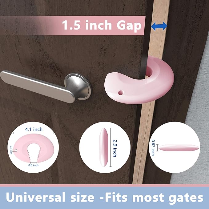 Door Pinch Guard and Door Slam Stopper, Durable Silicone Door Finger Pinch Guard, Prevents Slamming on Even Heavy Doors, Non-Toxic & Pet Friendly, 4 Packs （2 Pink 2 Blue）