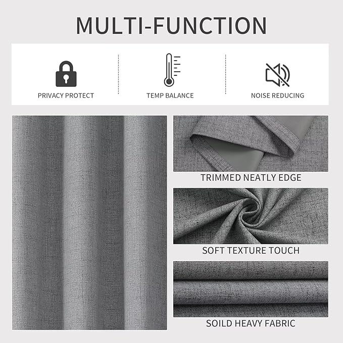 Joydeco 100% Blackout Curtains Customize for Living Room Bedroom, Light Grey Grommet Privacy Thermal Insulated Room Darkening Curtain 1 Panel (Custom Size, Color)