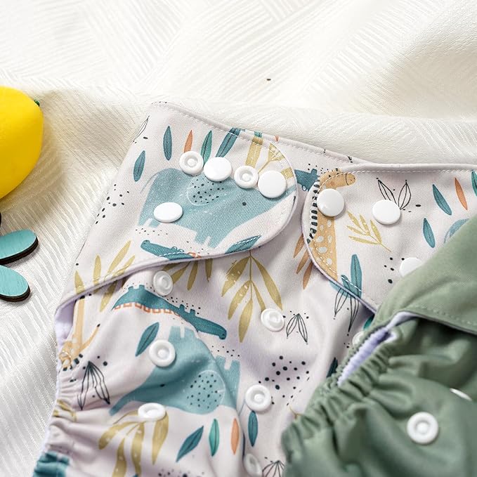 CoolaPeach 12 Set Reusable Adjustable Cloth Diapers for Newborn to 0-3 Years,One Size Washable Pocket Nappy Covers for Baby Girl and Boy,6 Pack Cloth Diapers+6pcs Microfiber Inserts (NCP04)