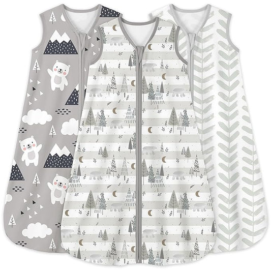 Yoofoss Baby Sleep Sack 18-24 Months 0.5 Tog Wearable Blanket for Baby, 3 Pack 100% Organic Cotton Infant Toddler Sleeping Sack 2-Way Zipper Lightweight Sleep Sack